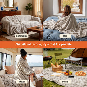 Bedsure GentleSoft blanket close-up highlights stripe pattern and cozy feel