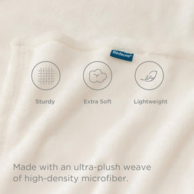 Bedsure GentleSoft blanket packed for travel in cream
