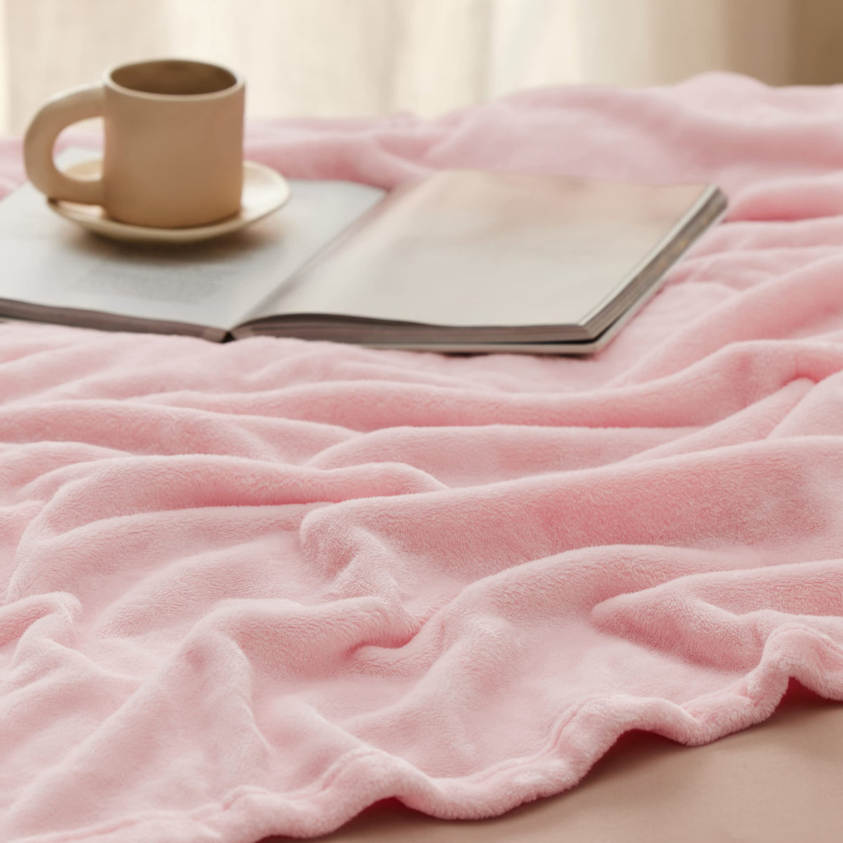 Bedsure GentleSoft blanket draped over sofa for lounging comfort