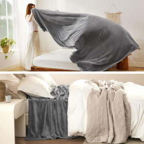 Bedsure GentleSoft fleece king blanket gray durable-stitching enhances longevity at seams.
