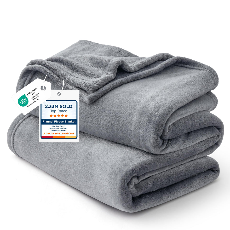 Bedsure GentleSoft fleece king blanket gray soft-fleece for cozy warmth.