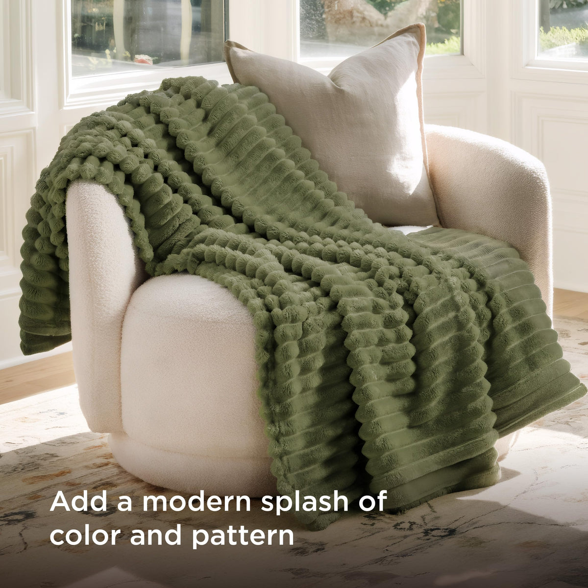 Bedsure GentleSoft fleece twin blanket on couch for movie night snuggle