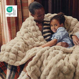 Bedsure GentleSoft back view reveals silky milk velvet for skin-friendly warmth.