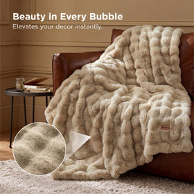 Bedsure GentleSoft bubble texture design adds depth and tactile luxury for living room decor.