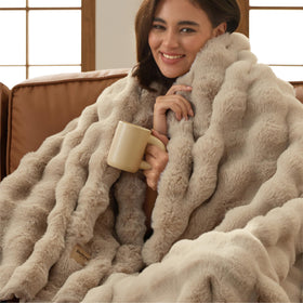 Bedsure GentleSoft throw blanket front view shows plush cloud-like softness for cozy evenings.