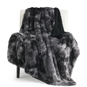 Bedsure GentleSoft fluffy blanket front view showing cozy two-tone texture for sofa and bed.