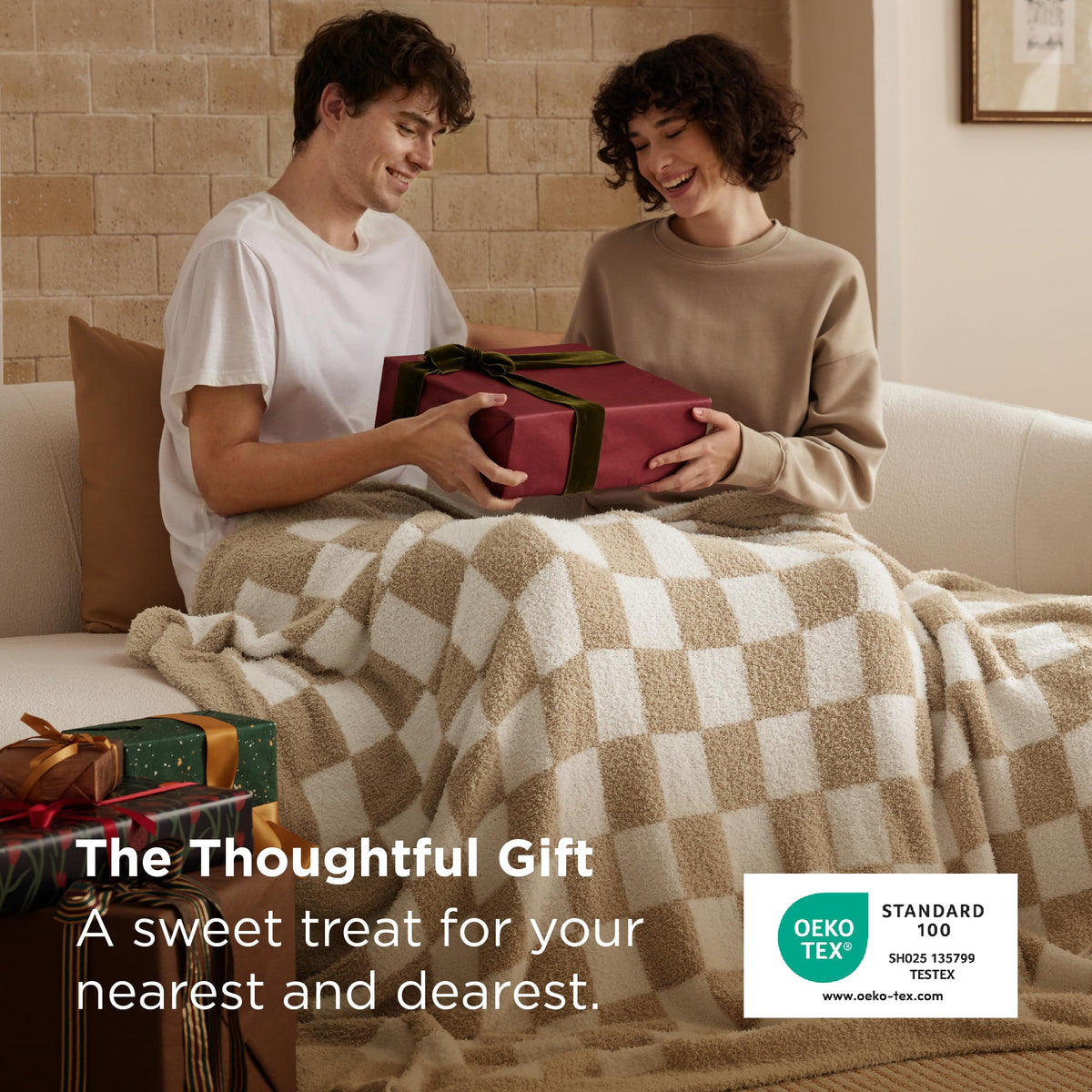  bedsure gentleSoft fluffy knit blanket ideal for bed or sofa lounging.