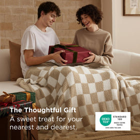  bedsure gentleSoft fluffy knit blanket ideal for bed or sofa lounging.