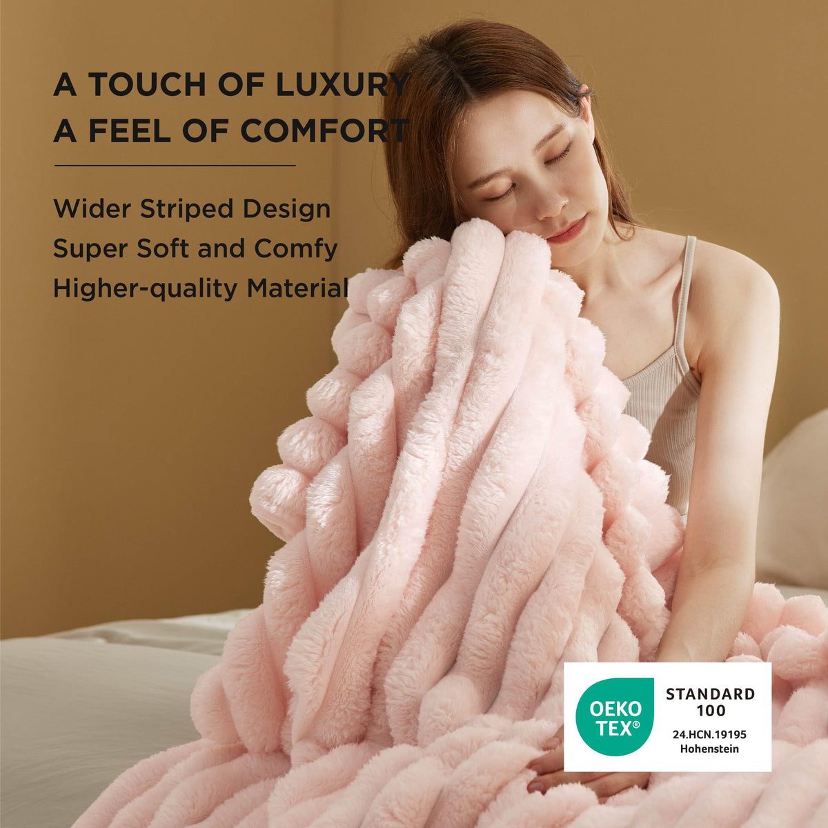 Bedsure GentleSoft texture close-up highlights plush fluffiness.