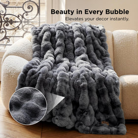 Bedsure GentleSoft Throw close-up shows bubble texture and plush feel