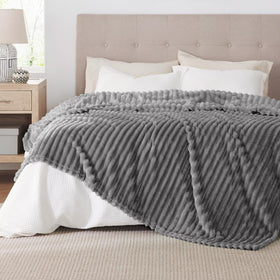 Bedsure GentleSoft Frost Gray fabric closeup shows plush microfiber