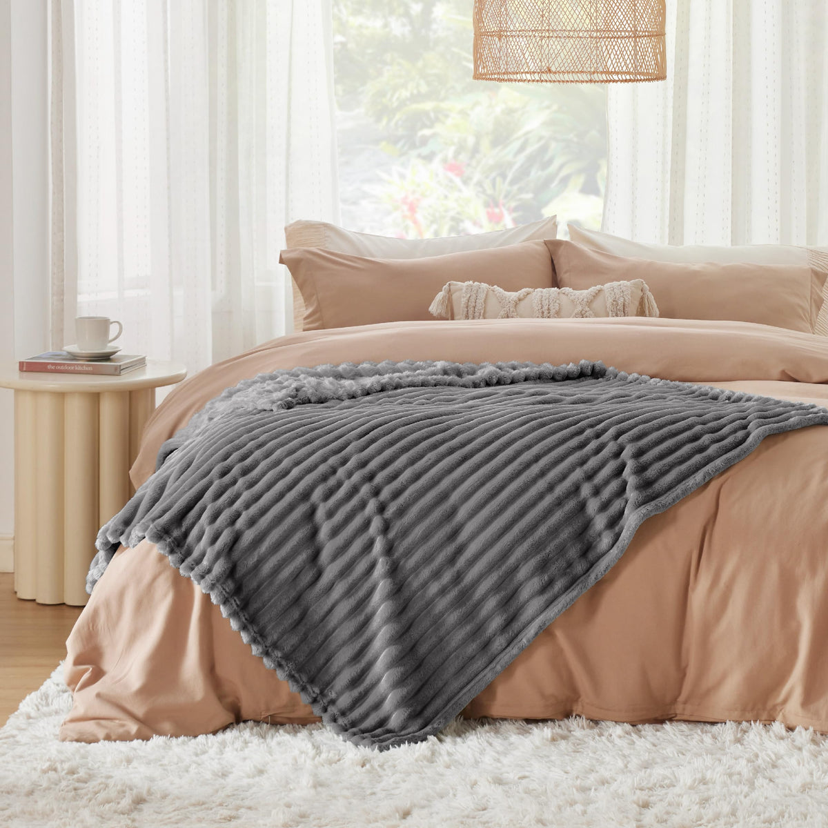 Bedsure GentleSoft Frost Gray blanket as a cozy TV throw