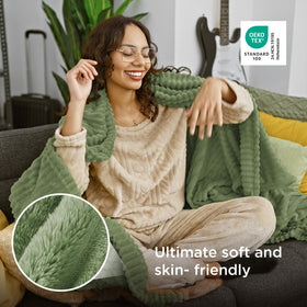 Bedsure GentleSoft green throw as a stylish room accent and gift.