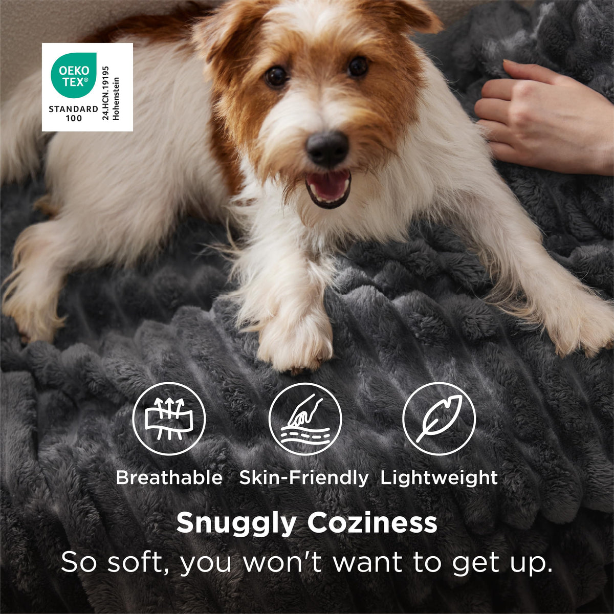 Close-up of the stripe texture on Bedsure GentleSoft blanket for cozy decor.