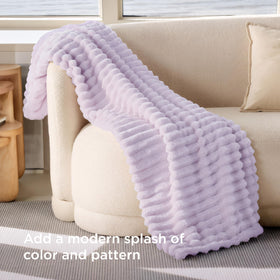 Bedsure GentleSoft Lavender Fog Blanket folded shows compact warmth and easy storage