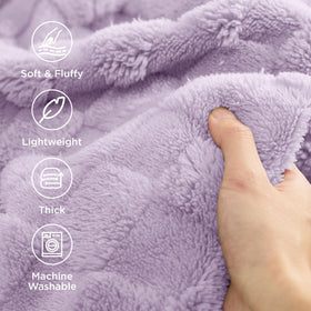 Bedsure GentleSoft lavender throw on bedside table invites relaxing nights