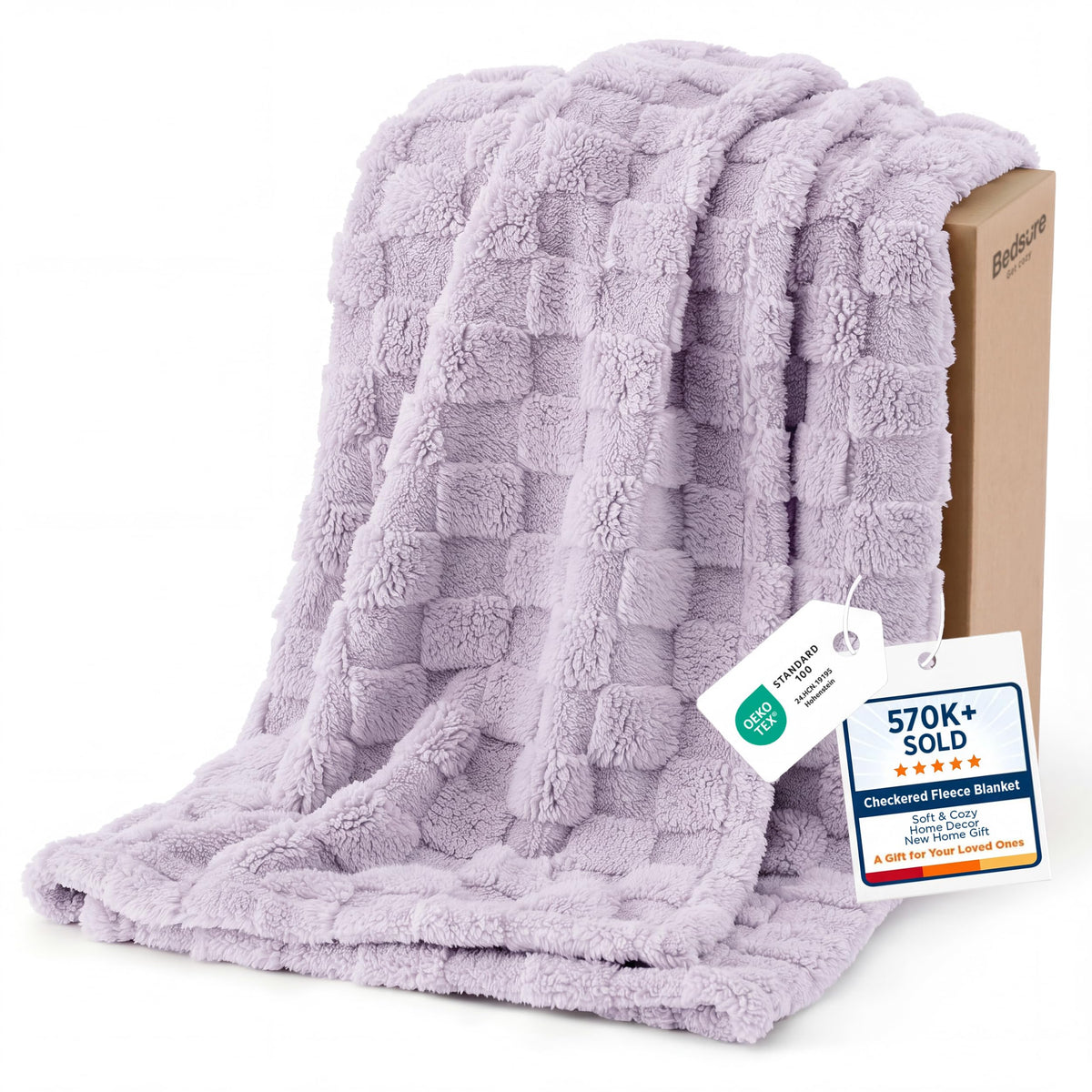 Bedsure GentleSoft lavender throw closeup fleece for ultra-soft warmth