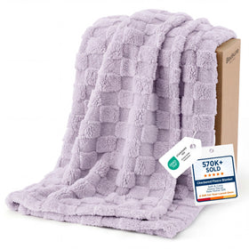 Bedsure GentleSoft lavender throw closeup fleece for ultra-soft warmth