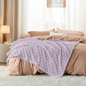 Bedsure GentleSoft lavender throw folded neatly for easy storage and quick access