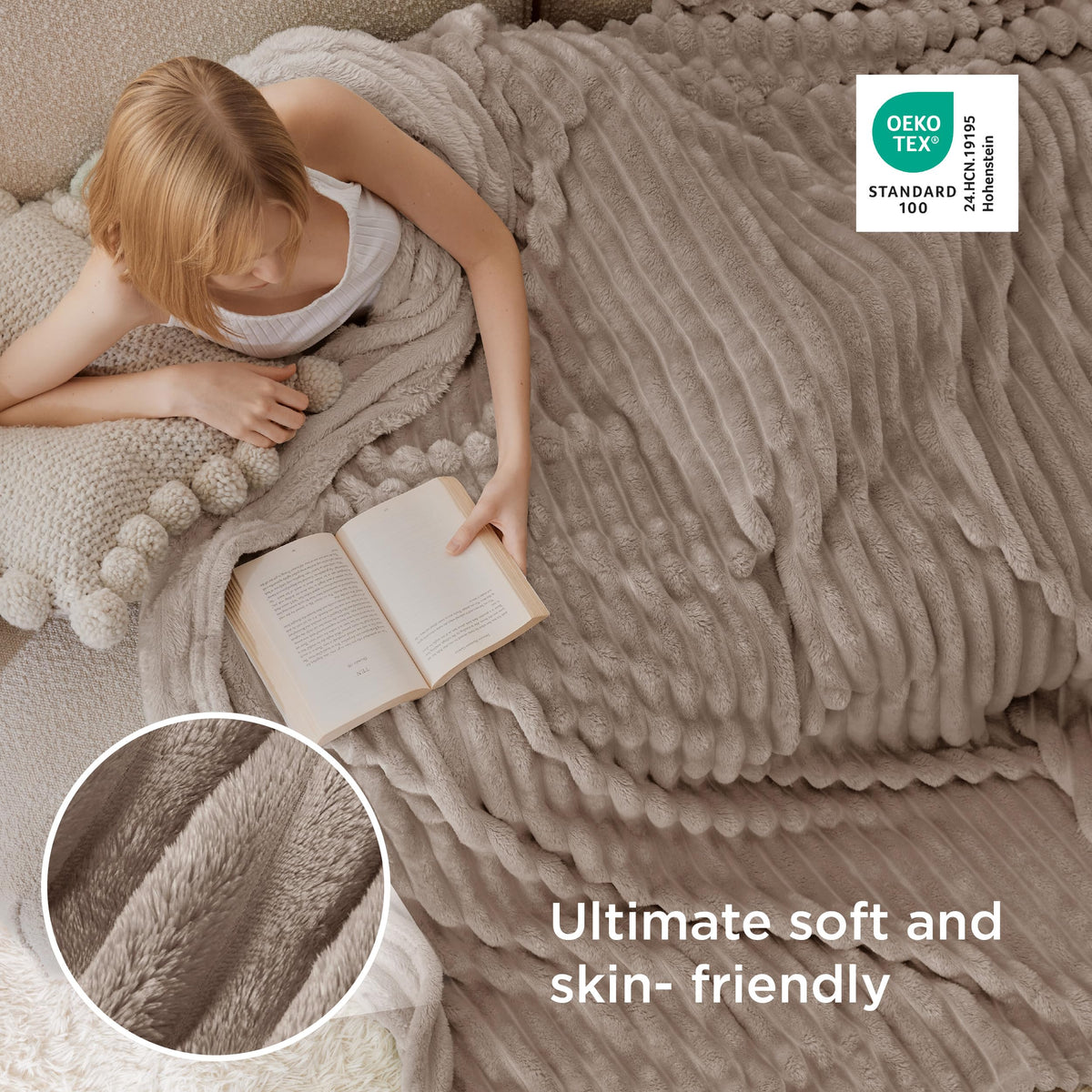 Bedsure GentleSoft blanket draped on bed for warm snuggling.