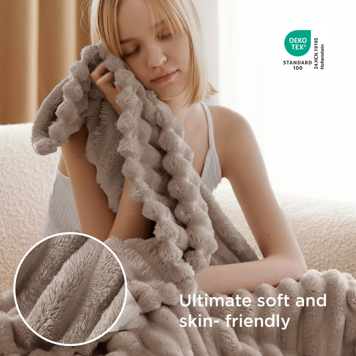 Bedsure blanket on bed for warm, lightweight cocooning during evenings