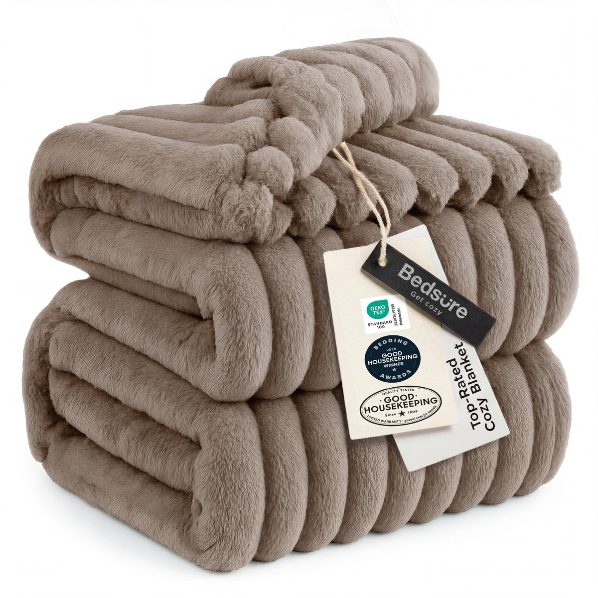 Bedsure GentleSoft blanket on couch, offering cozy relaxation.