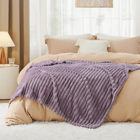 Bedsure GentleSoft light purple throw back view highlights full size and weave.