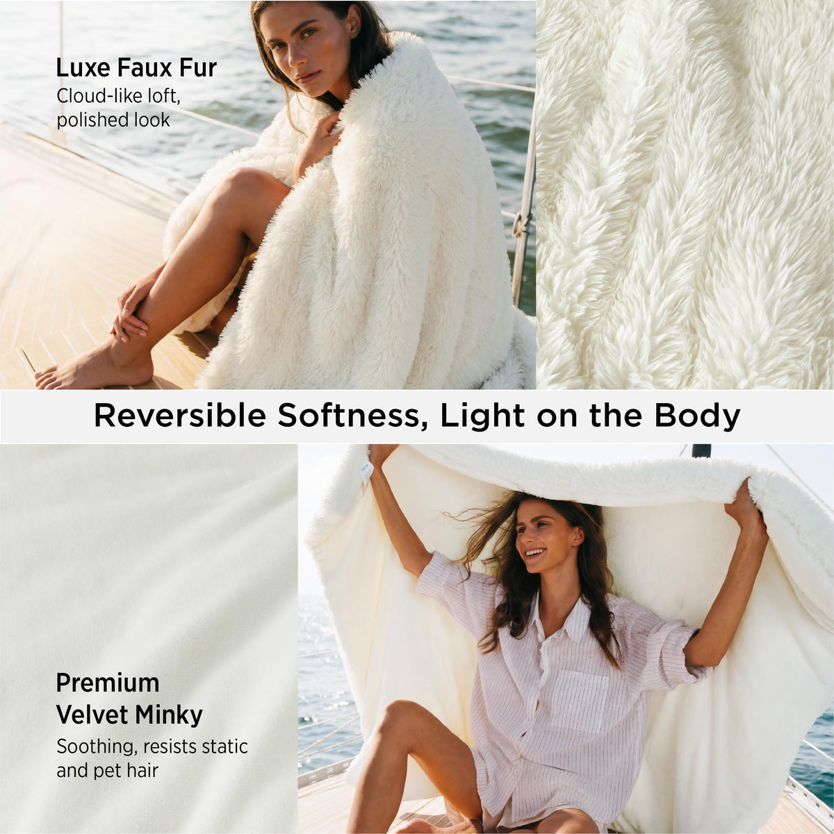 Bedsure GentleSoft fabric detail highlights two-layer comfort.