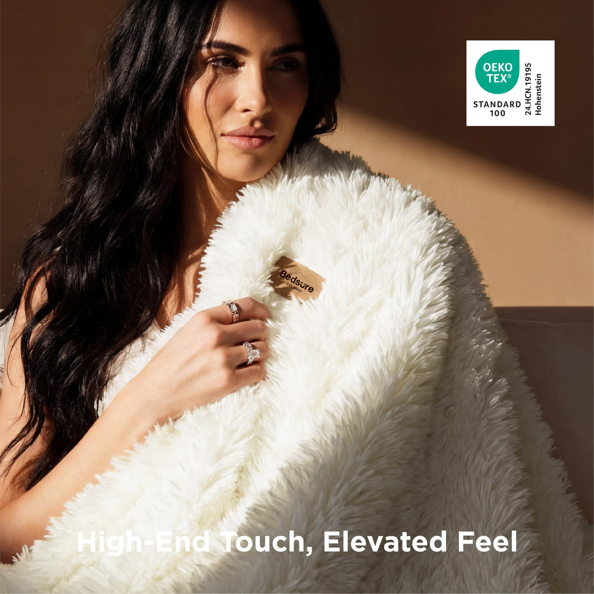 Bedsure GentleSoft throw folded reveals dense faux fur texture.