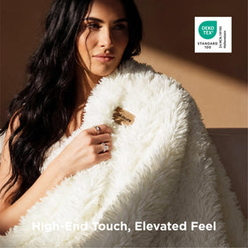 Bedsure GentleSoft throw folded reveals dense faux fur texture.