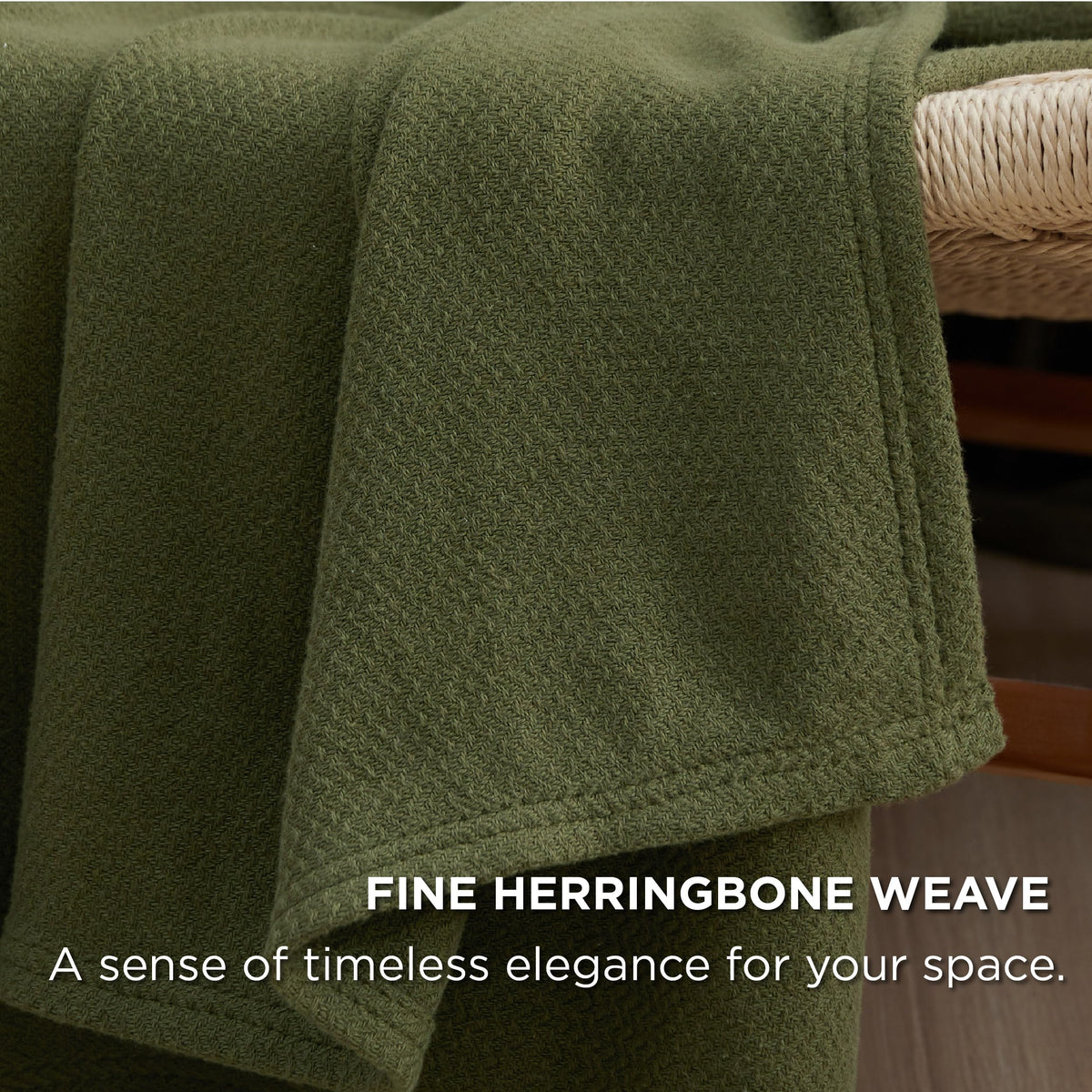 Bedsure GentleSoft olive green blanket on a dorm bed with a stylish look.