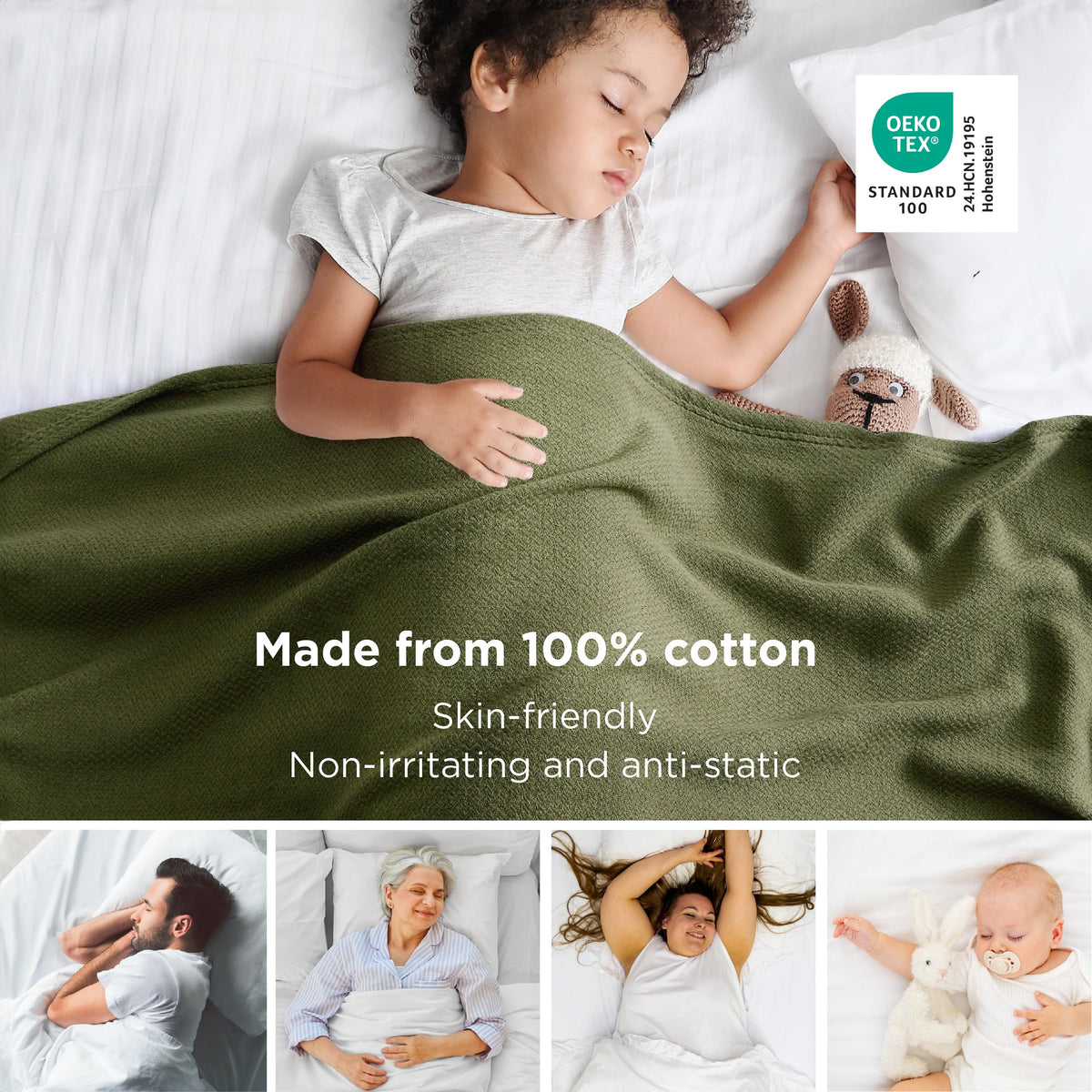 Bedsure oversized king blanket 120x94 inches in olive green for extra coverage.