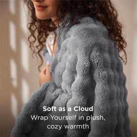 Bedsure GentleSoft plush fabric close-up highlights skin-friendly softness.