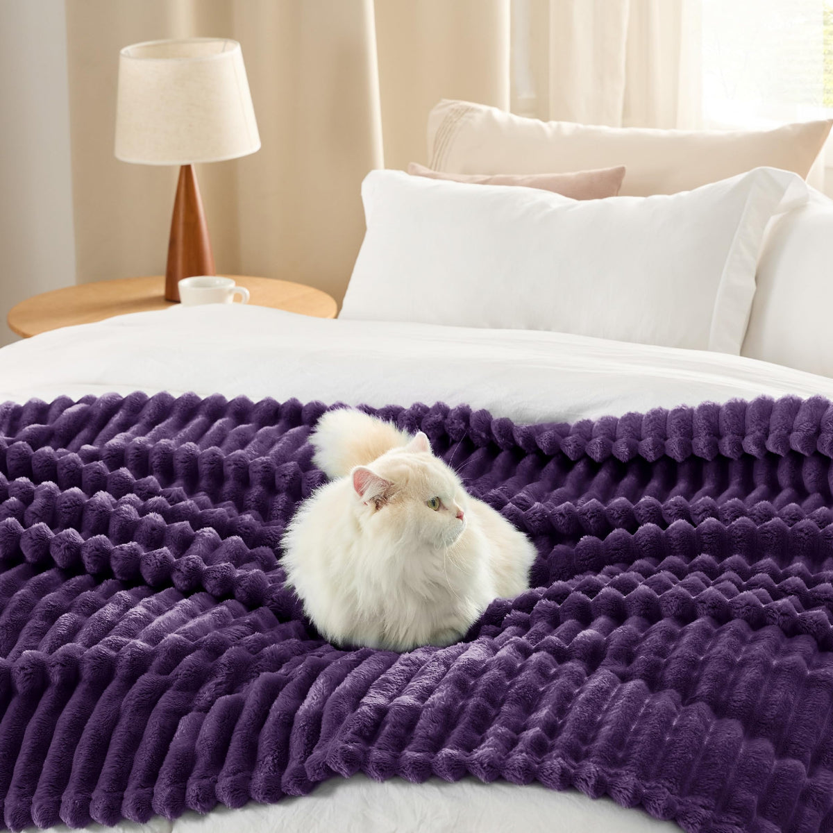 Bedsure GentleSoft striped blanket ideal for couch, bed, or reading nook
