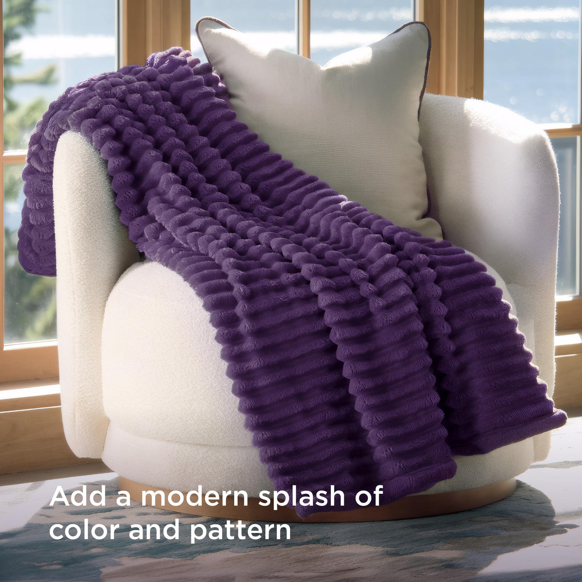 Bedsure GentleSoft purple throw folded on display for easy decor pairing