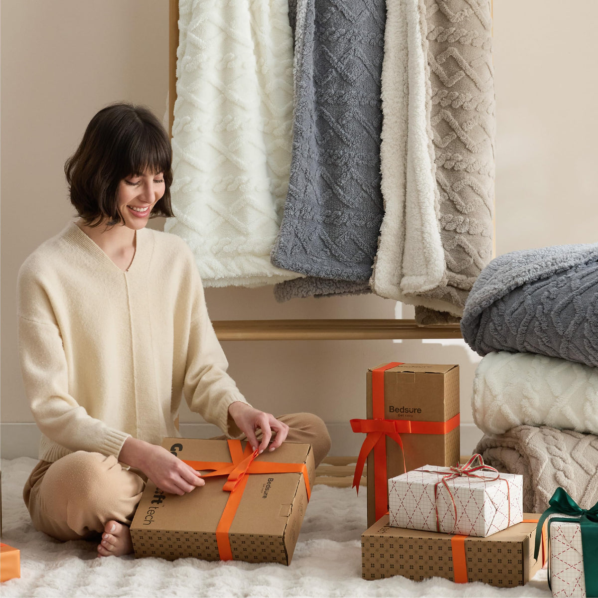 Bedtime snuggle with Bedsure Gentlesoft Sherpa blanket for calming comfort
