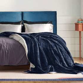 Bedsure GentleSoft Sherpa Blanket folded on bed demonstrates generous queen size for family comfort
