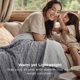 Folded Bedsure Gentlesoft Sherpa blanket on sofa for quick extra warmth