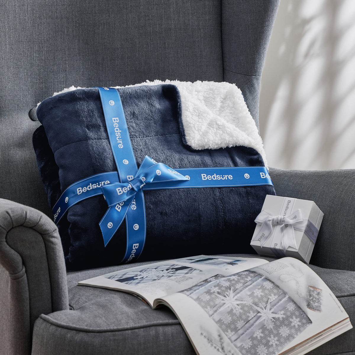 Bedsure GentleSoft Sherpa Blanket queen-size fit ensures full coverage on beds and couches