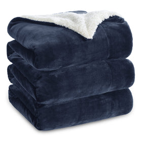 Bedsure GentleSoft Sherpa Blanket top view shows plush two-sided warmth for cozy nights