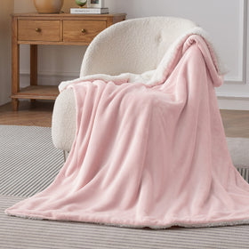 Bedsure GentleSoft Sherpa throw shown folded on couch creates inviting decor.