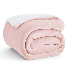 Bedsure GentleSoft Sherpa throw top fabric texture offers plush warmth for lounging.