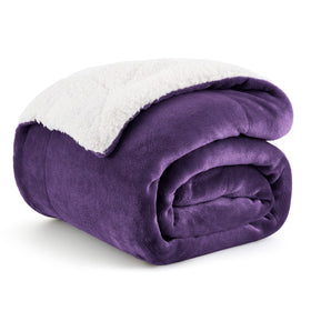 Bedsure GentleSoft sherpa fleece throw top view shows plush two‑sided texture for all‑season comfort