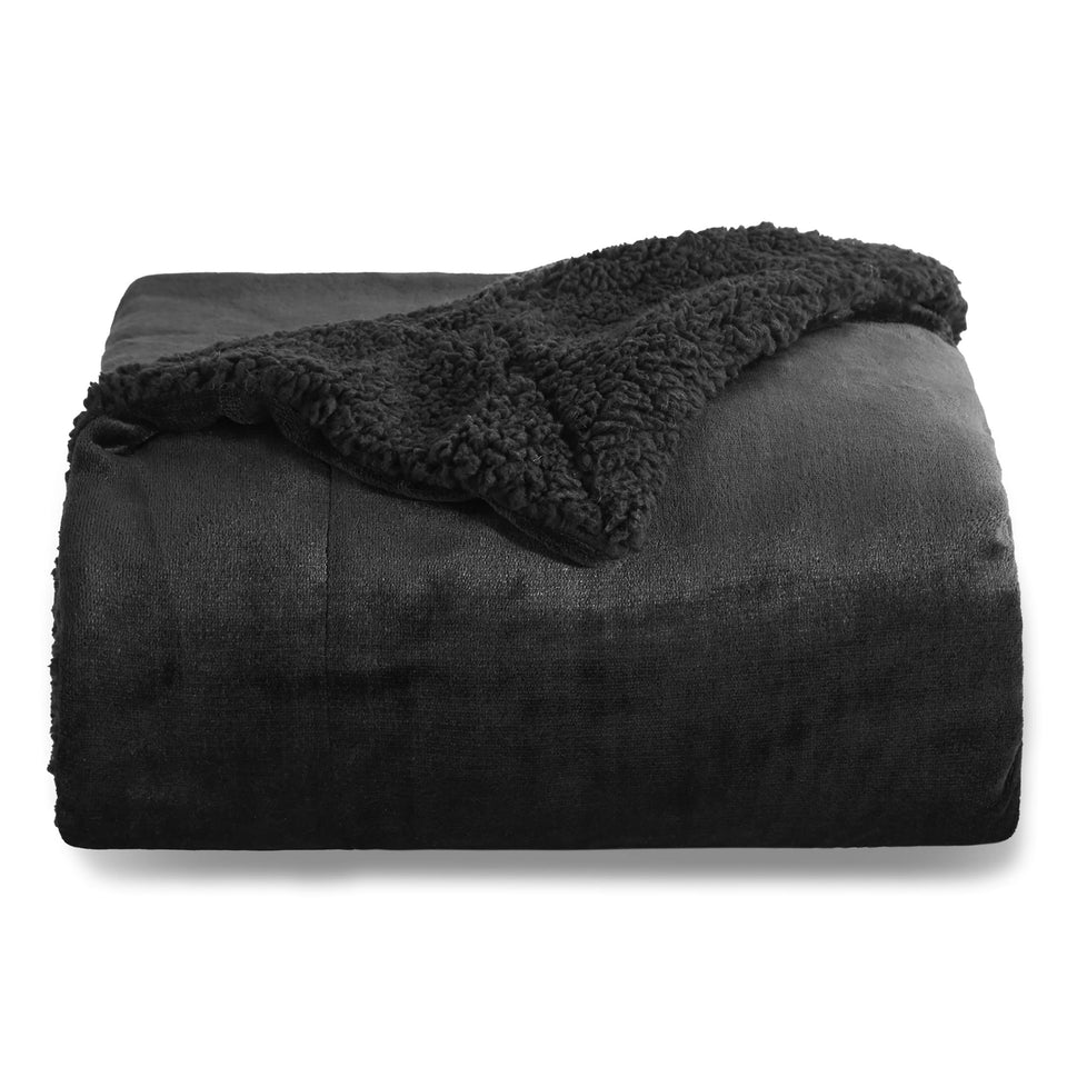 Bedsure GentleSoft Sherpa Fleece Twin top view, plush texture for year-round warmth.