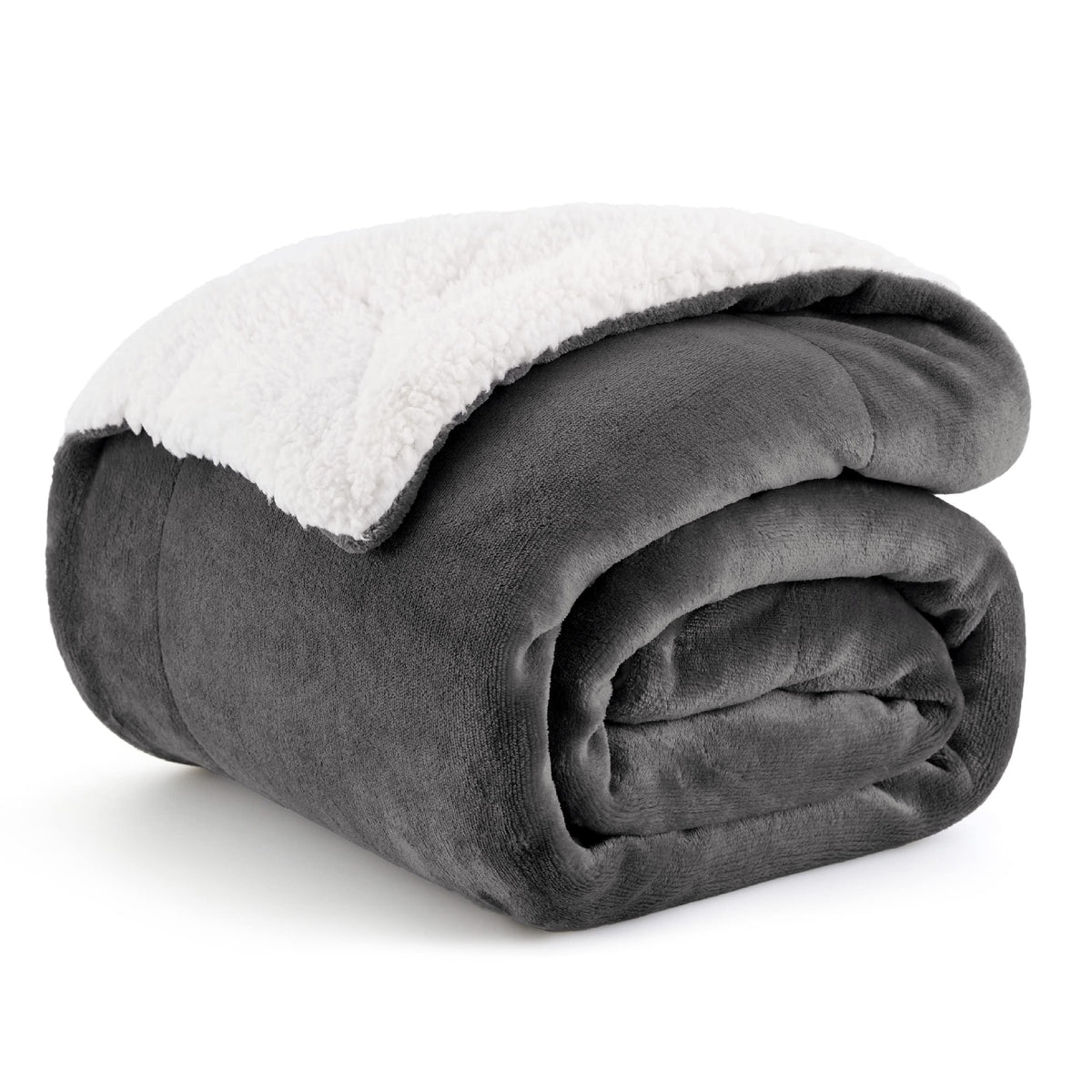 Bedsure GentleSoft Sherpa Throw charcoal top texture for cozy warmth