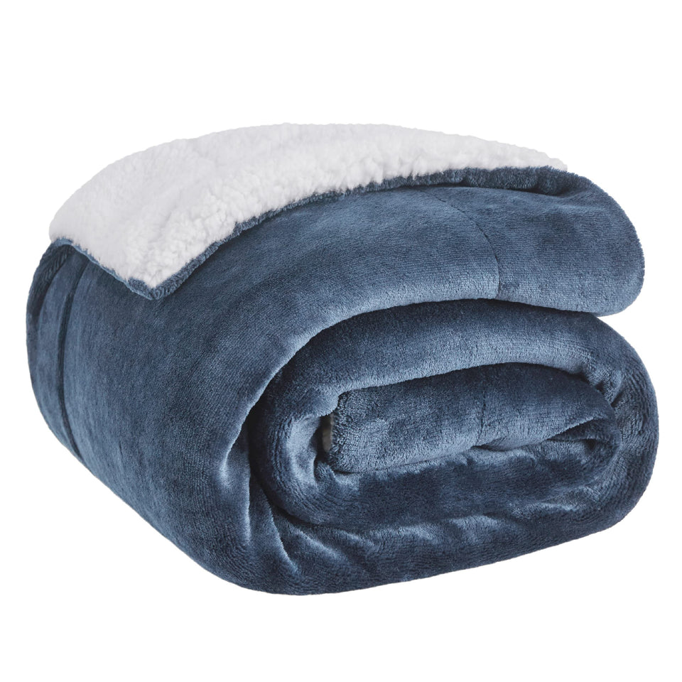 Bedsure GentleSoft Sherpa Throw top view showing plush texture for couch warmth