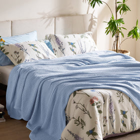 Sky blue Bedsure Gentlesoft blanket highlights tranquil color and weave