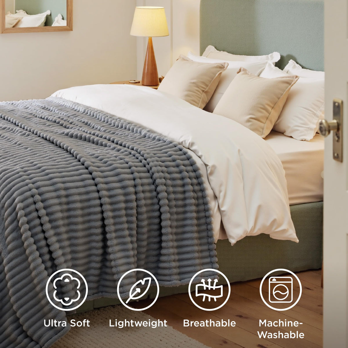 Bedsure GentleSoft stitched edges improve durability and keep seams neat after washing.