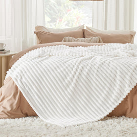 Bedsure GentleSoft stripe pattern detail, illustrating textured design and decor compatibility.