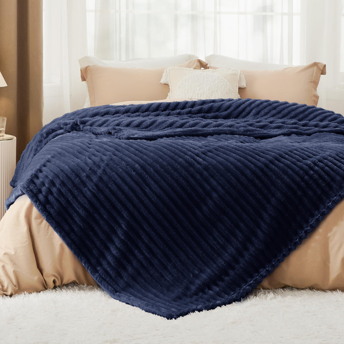 Bedsure GentleSoft stripe pattern detail complements contemporary decor